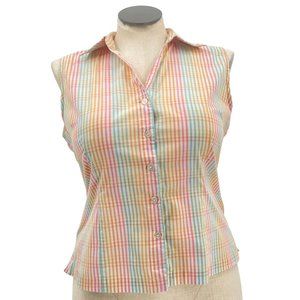 Rainbow Vintage Lee 80s 90s Sleeveless Plaid Button Up Shirt Pride